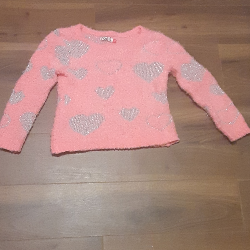 So herit pink fluffy heart sweater